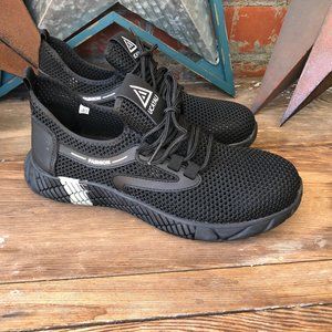 NIB Men's UCAYALI Steel Toe Breathable Designer Black Lace Up Shoes Size 7